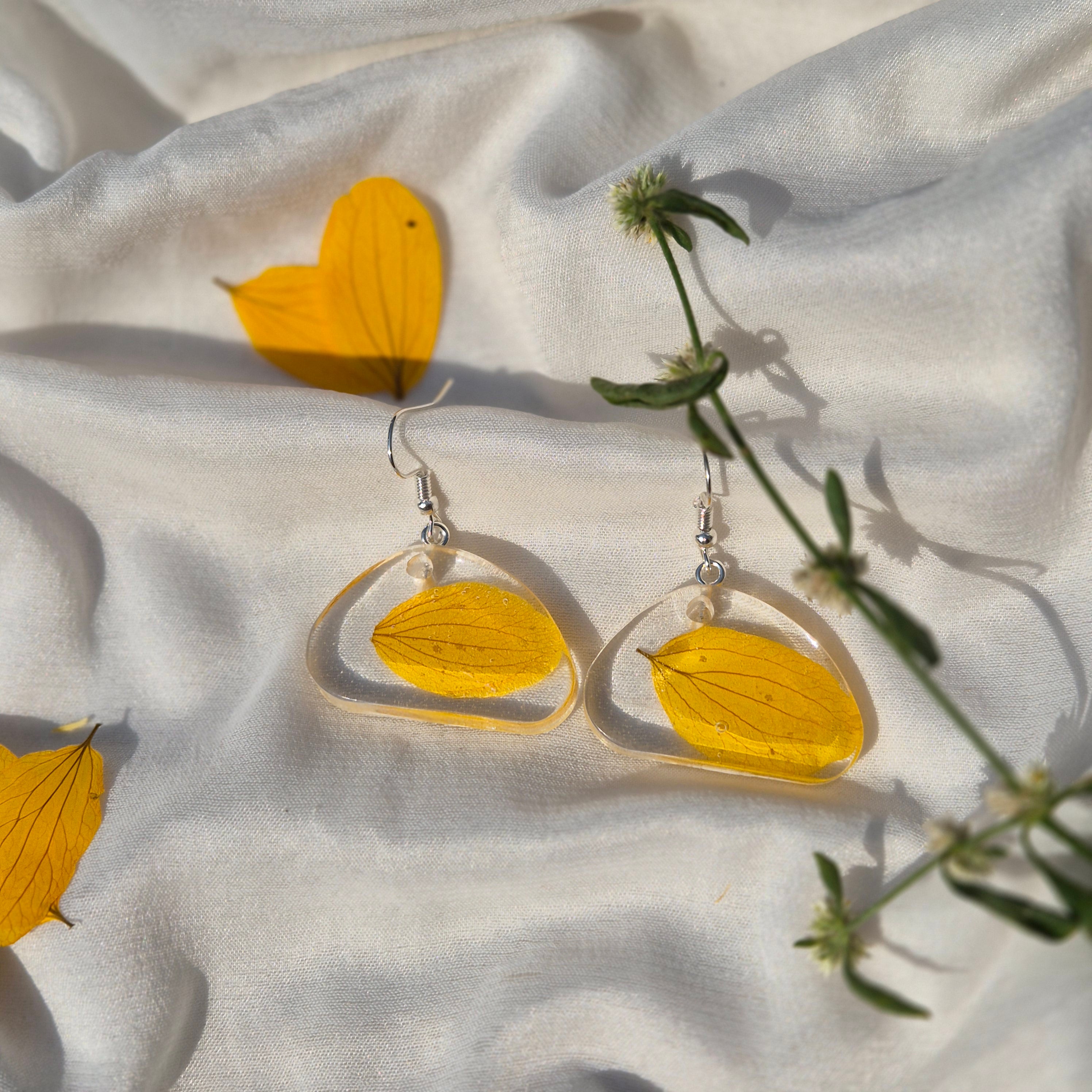 Resin Amaltas Petal Triangle Earrings