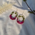 Resin Oval Cut Bougainvillea Earrings