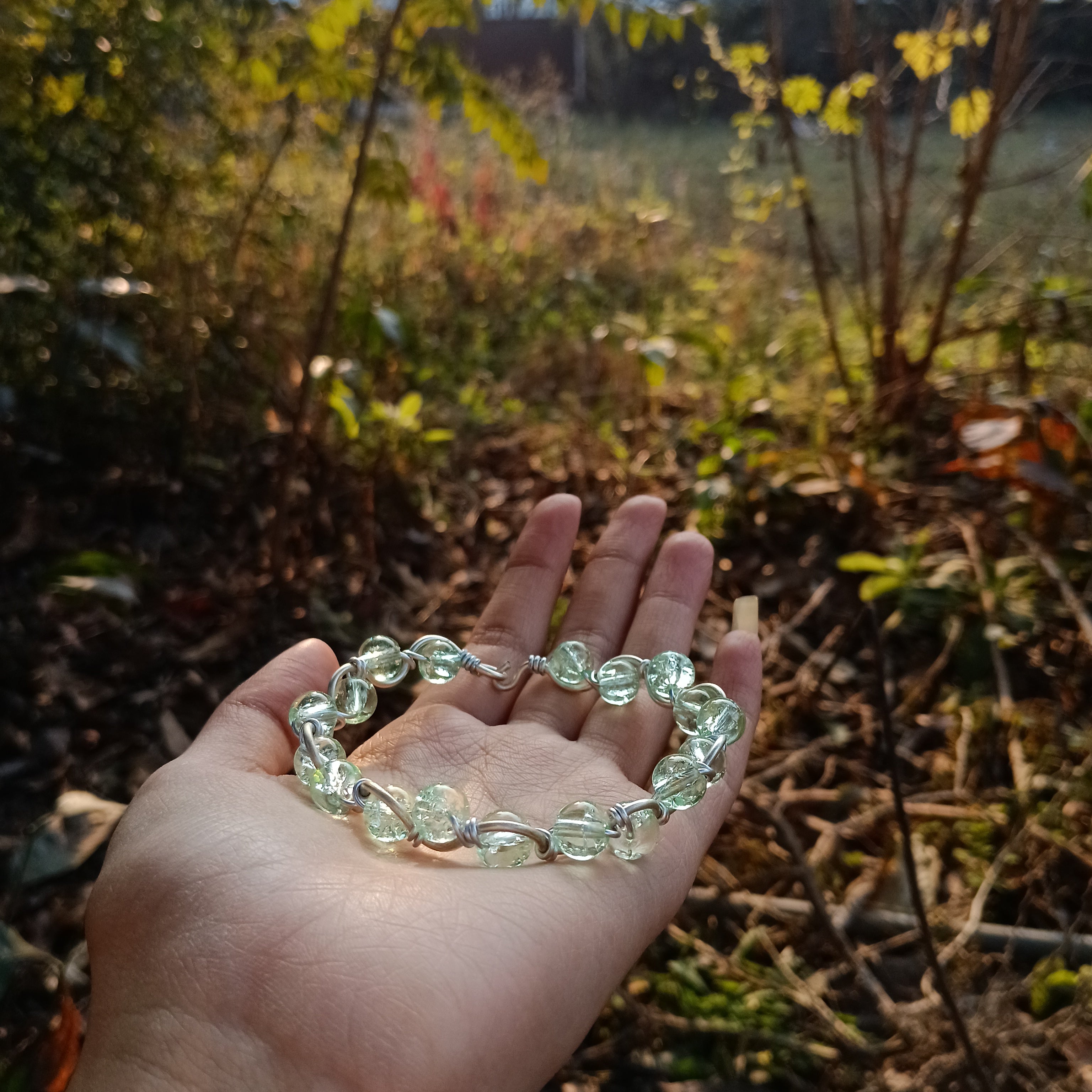 Mint Serenity Crystal Wire-Wrapped Bracelet