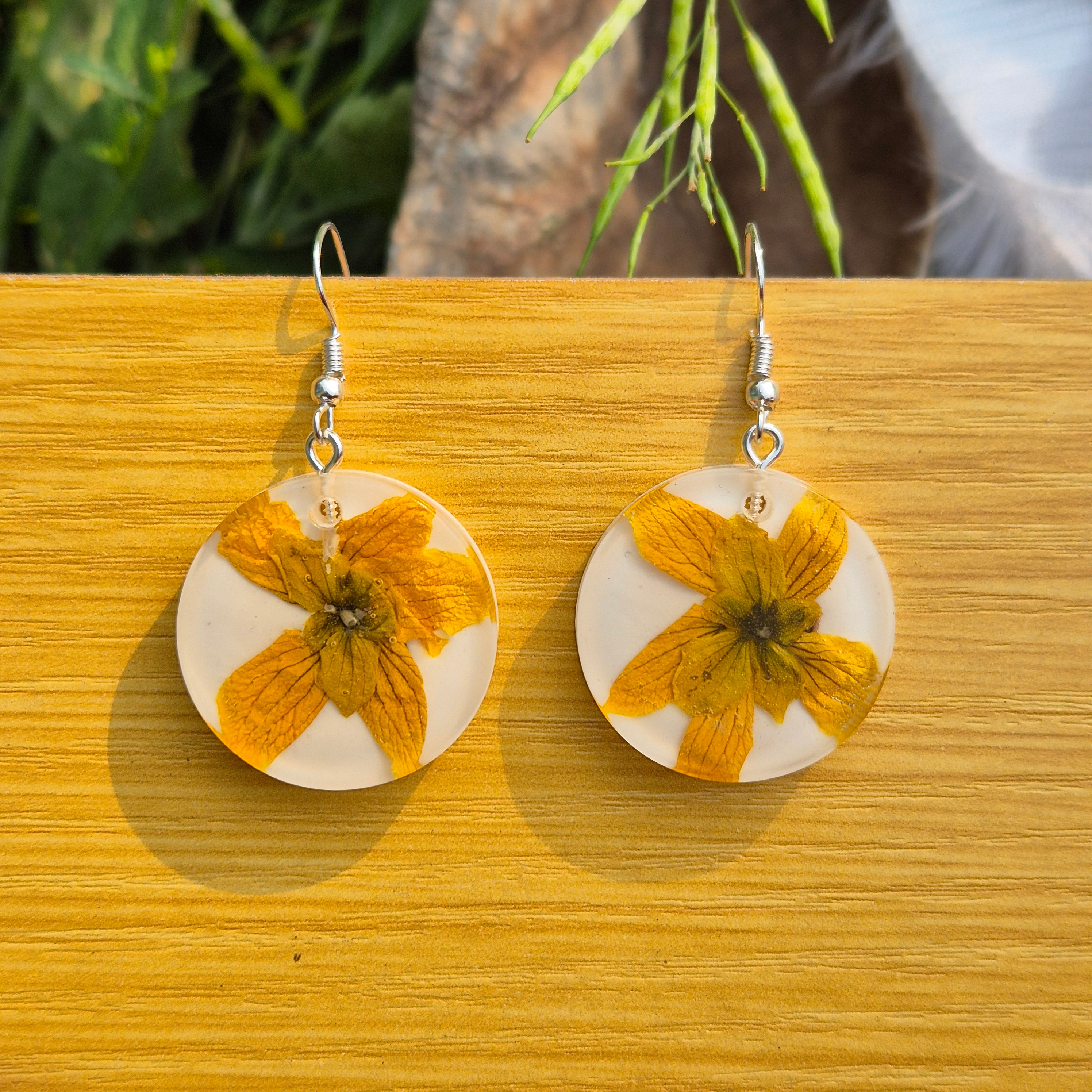Amaltas flower preserved earings