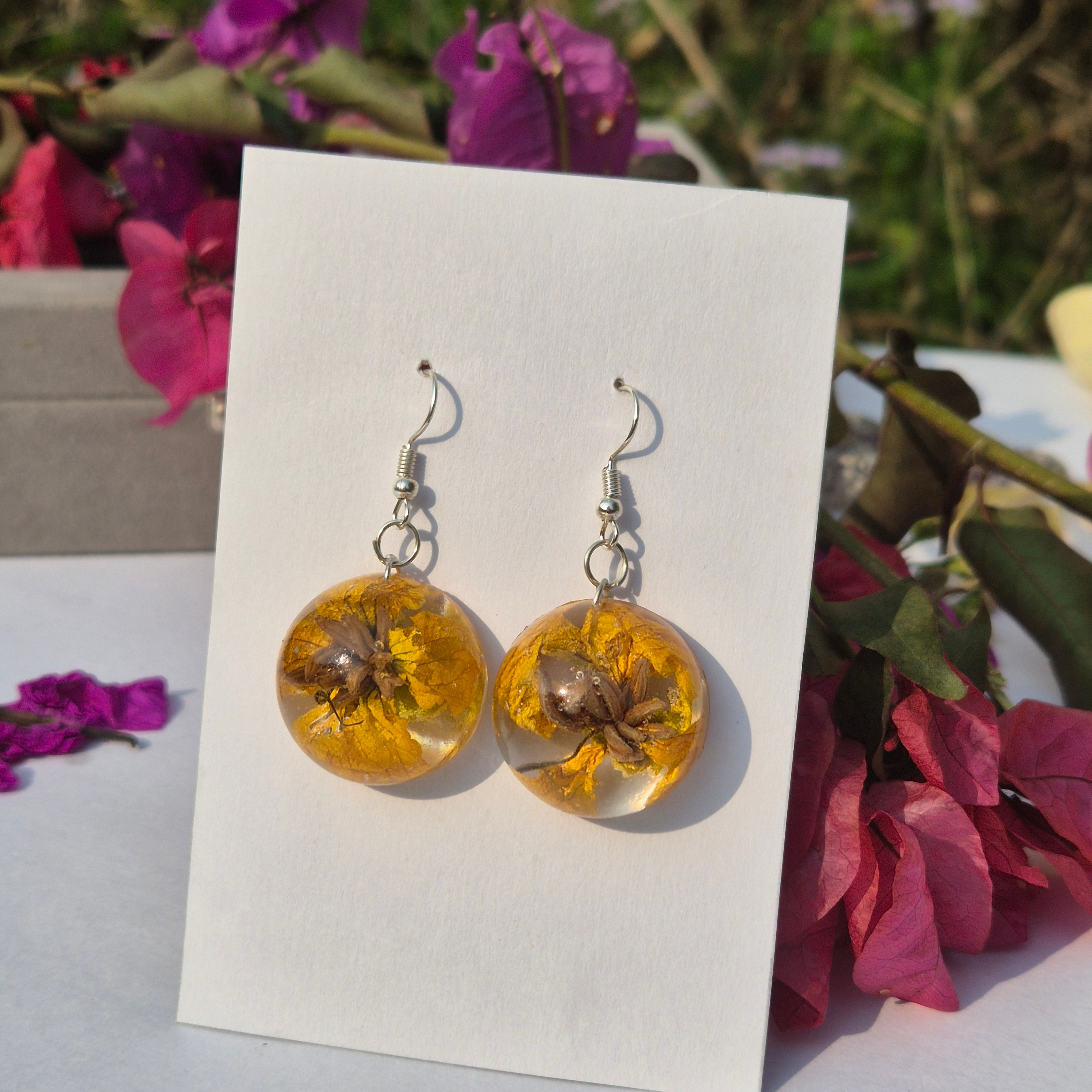 Amaltas flower preserved earings