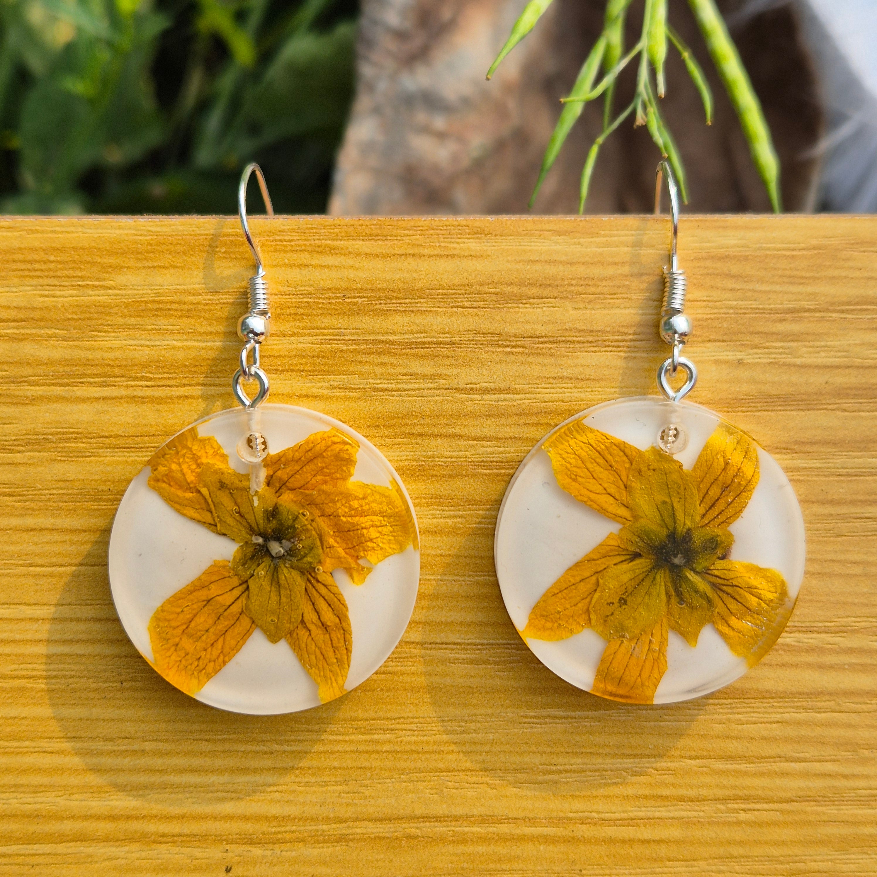 Amaltas flower preserved earings